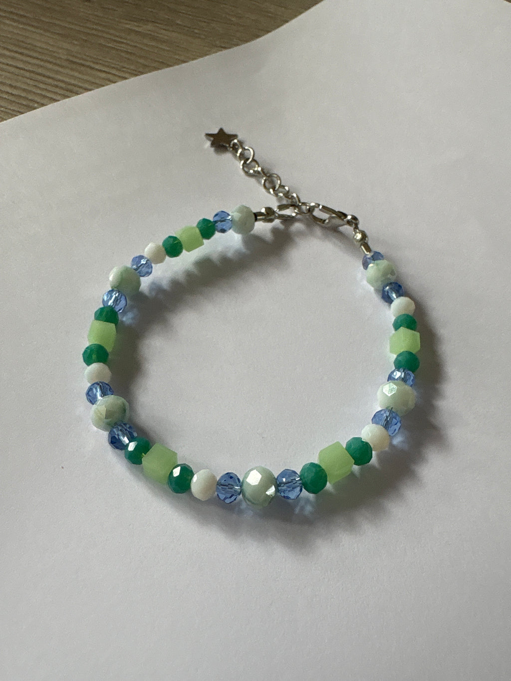 Bracelet Cristaux Swarovski vert d’eau bleu et cristal — Fait Main