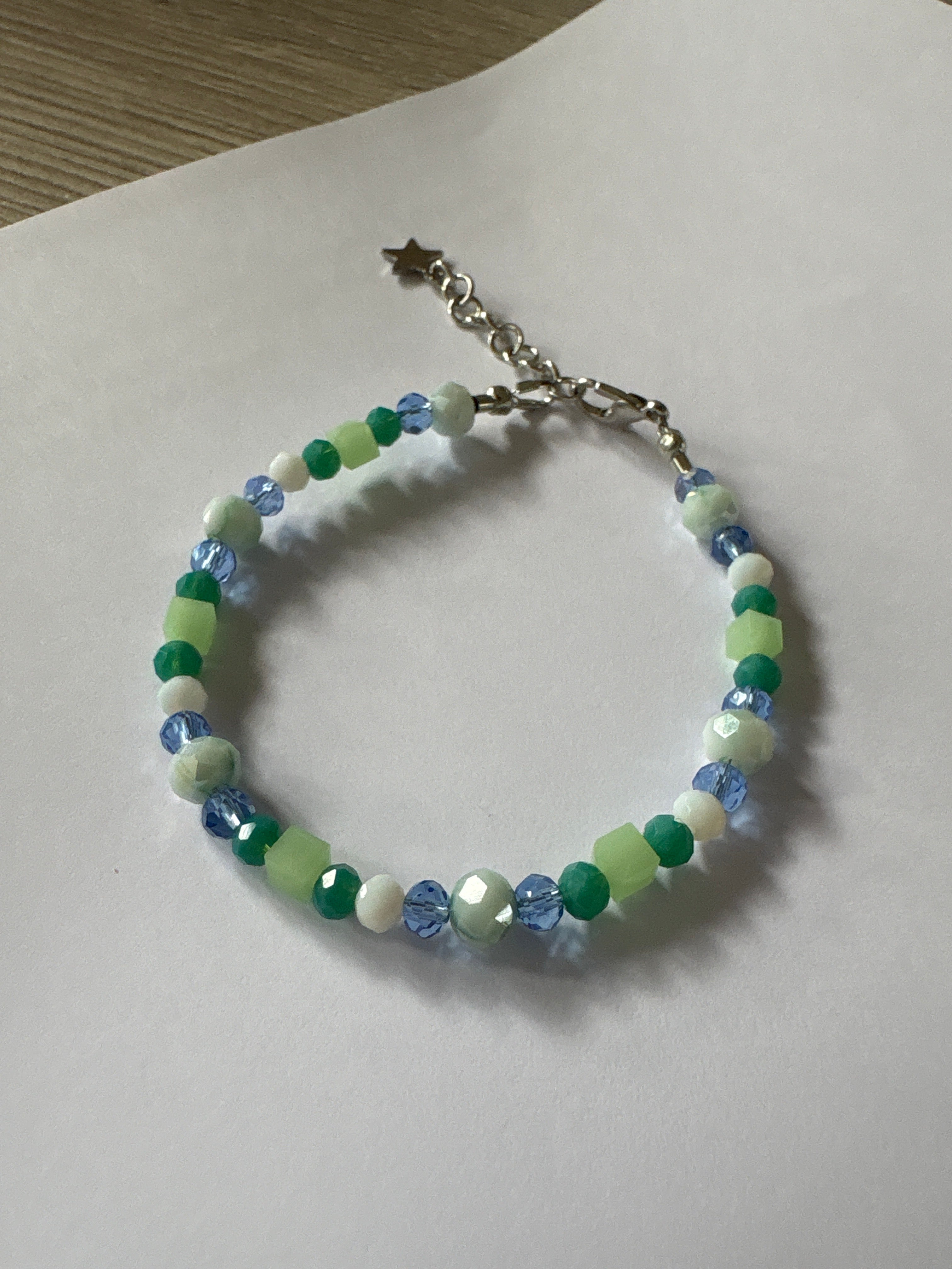 Bracelet Cristaux Swarovski vert d’eau bleu et cristal — Fait Main