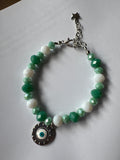 Bracelet Cristaux verre et œil de protection — Fait Main