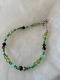 Bracelet simple rang cristaux Swarovski vert et argenté fait main