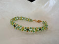 Bracelet double rang cristaux Swarovski vert fait main