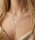Collier multicouche argenté acier inoxydable 14 carats