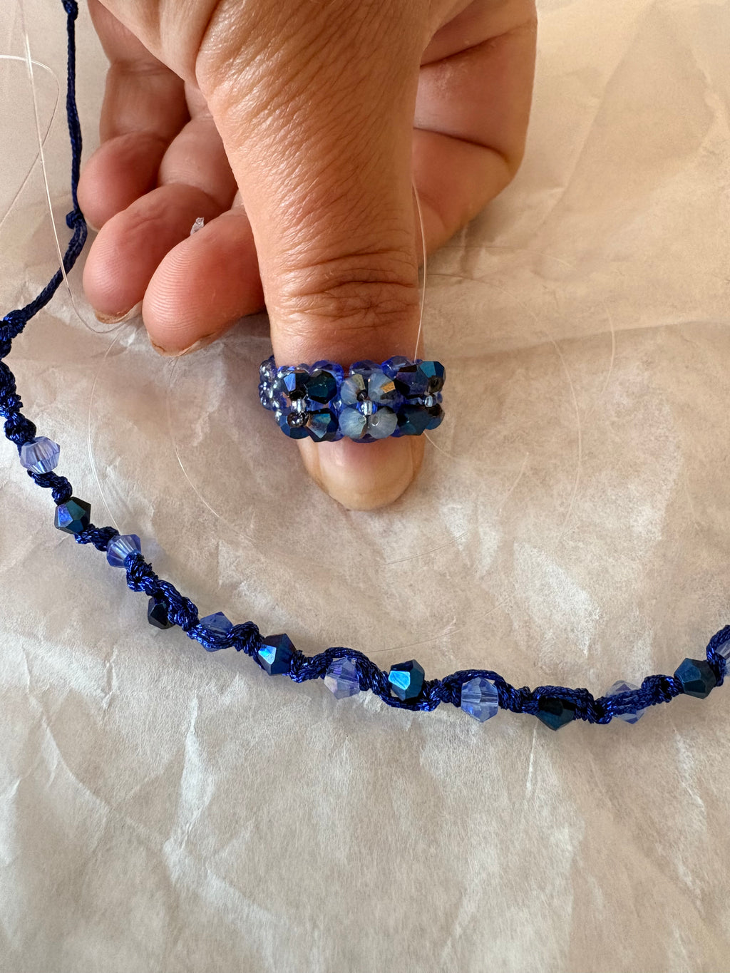 Bague fleurs swarovski bleue