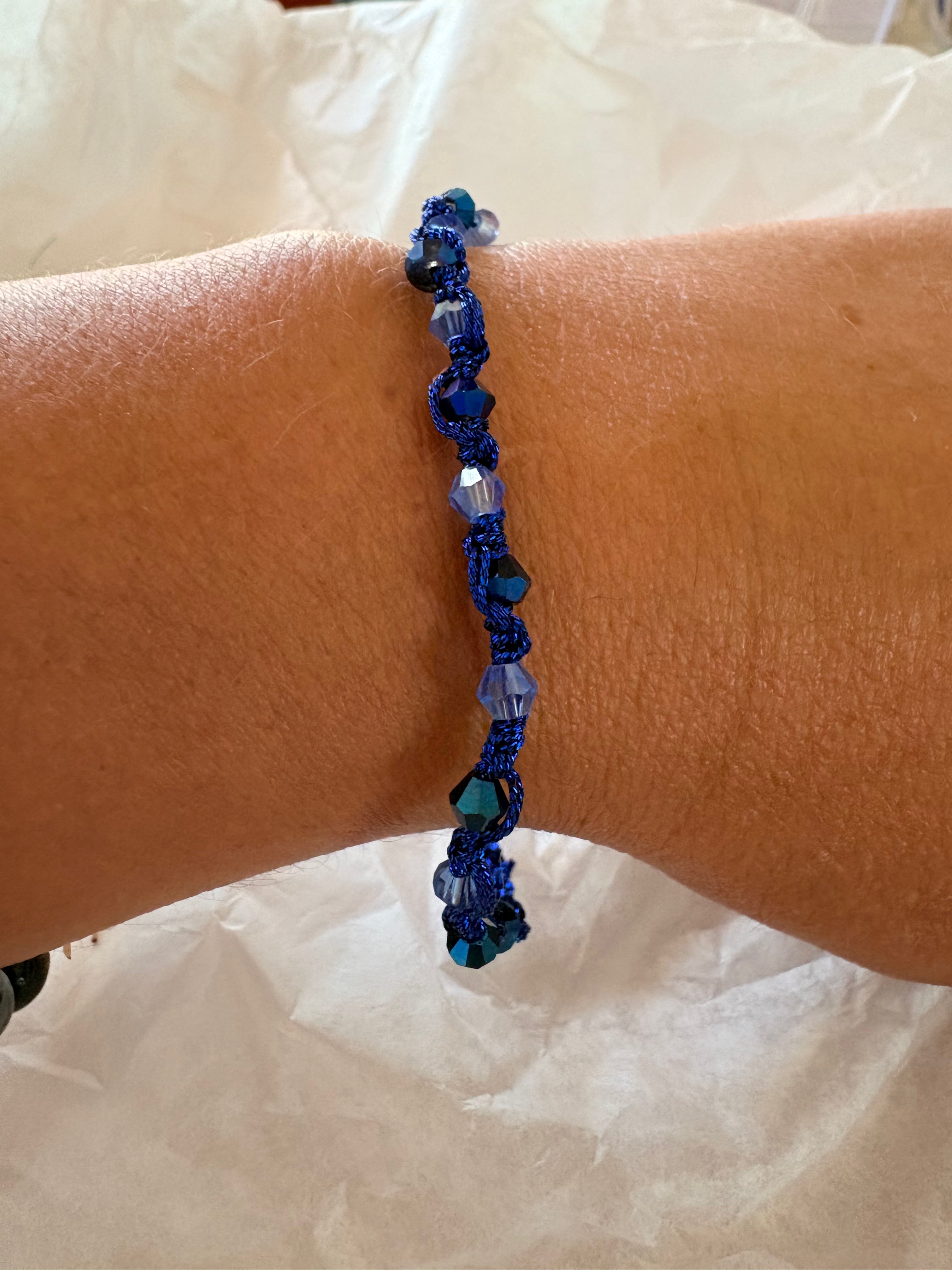 Bracelet Cristaux Swarovski bleu  — Fait Main