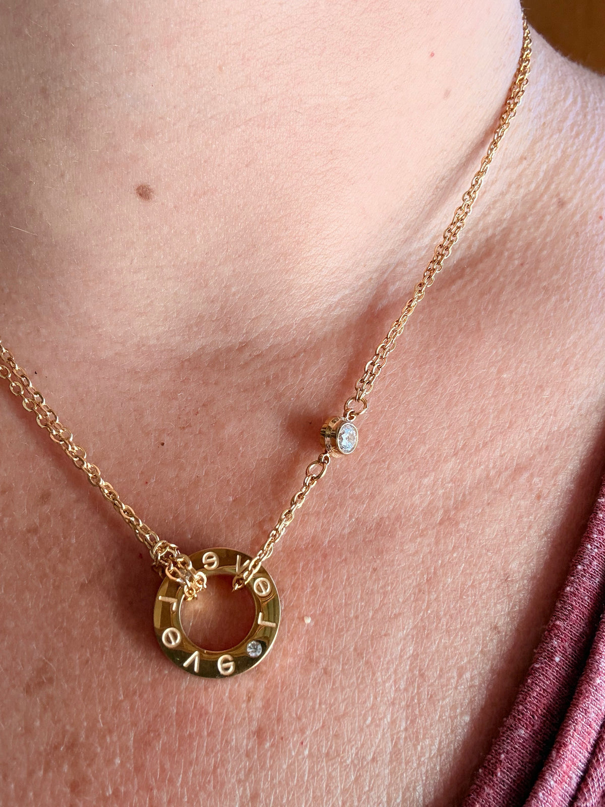 Collier Anneau Love & Strass