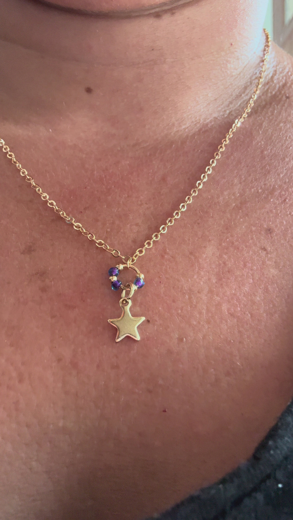collier étoile perles bleu violet