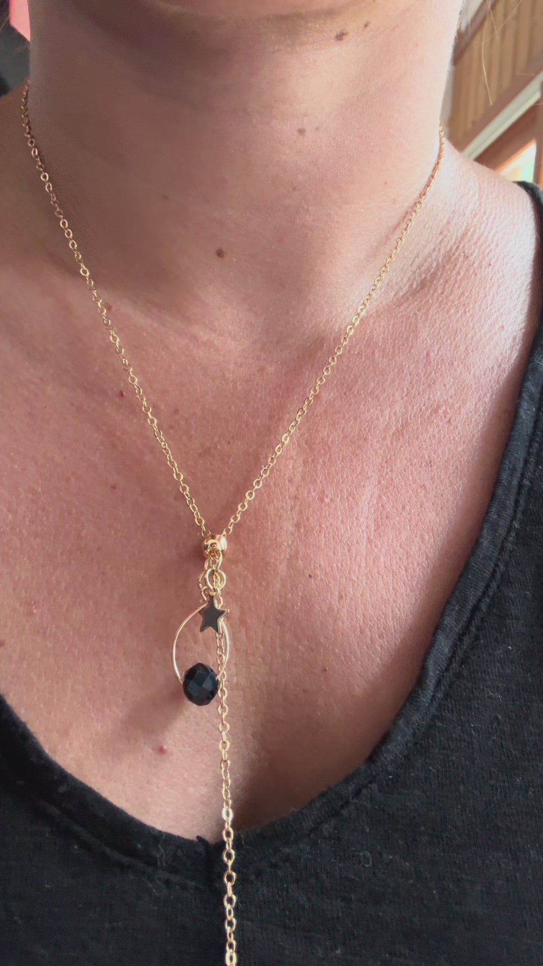 sautoir Étoile & Perles Noires fait main